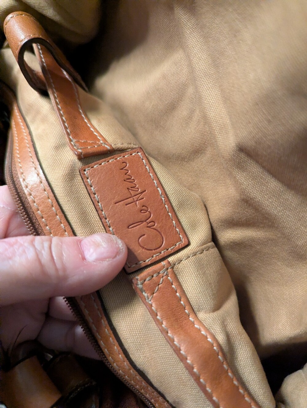 Cole Haan Burgundy Tan Leather Satchel. - Picture 6 of 11